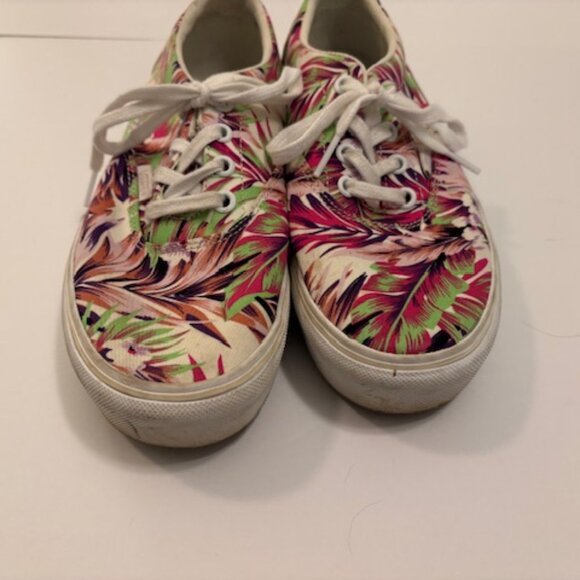 Vans Off the Wall Womens Classic Platform Purple Green Leaf 7.5 - Picture 8 of 8